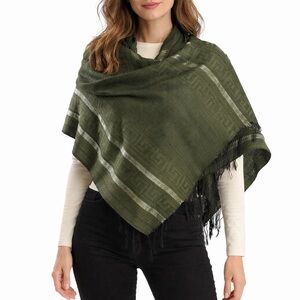 Pashmina Olive Green Fringe Wrap Shawl